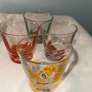 Lot of 4 Luminary Pool Billiards Scotch Whisky Drinking Glasses SEE DESCRIPTION